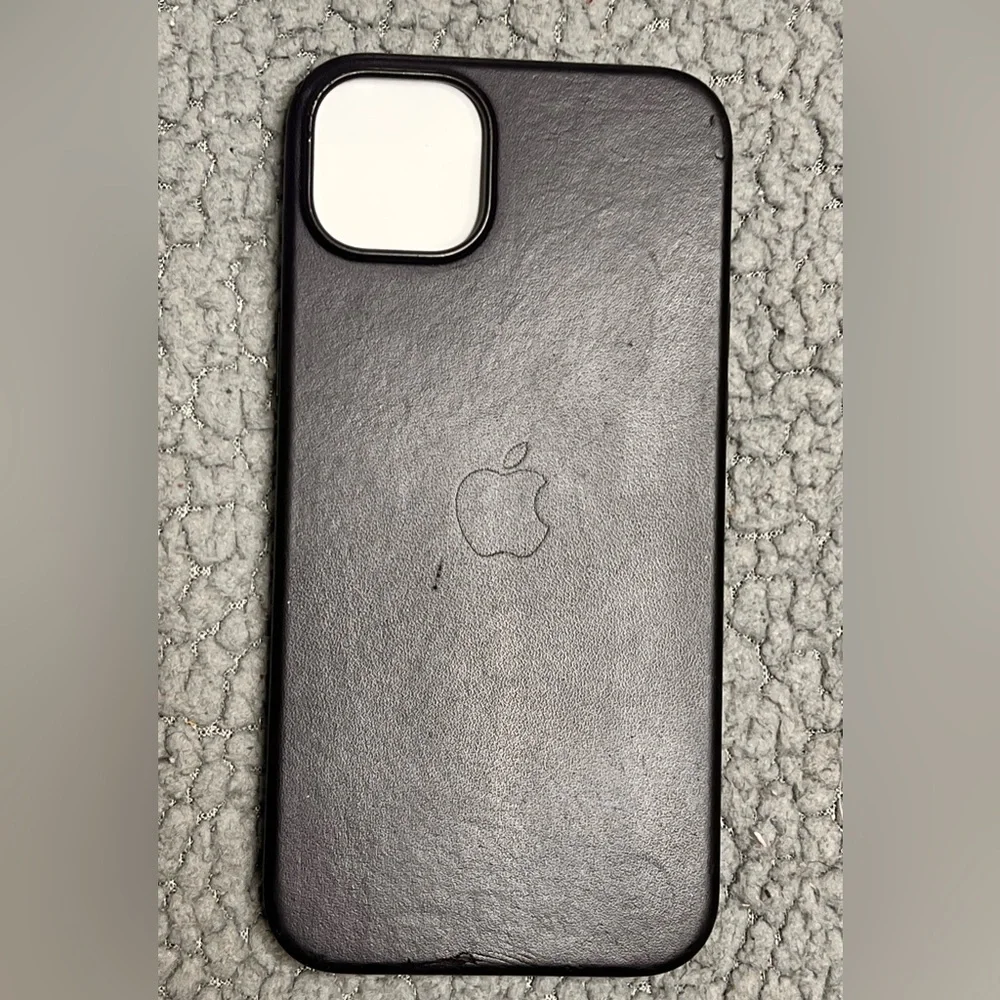 Apple Black Leather Phone Case For I phone 14 Plus